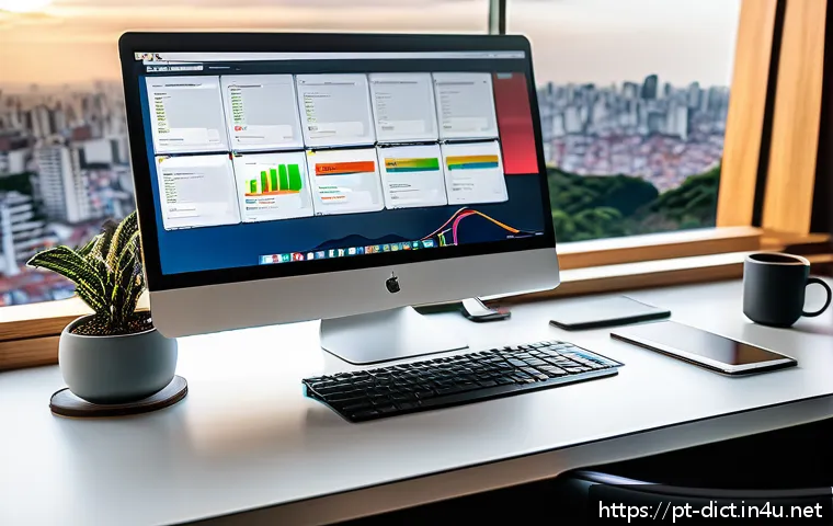 SEO 기반 용어집 - A modern digital marketing workspace scene showcasing a Brazilian professional analyzing SEO keyword...