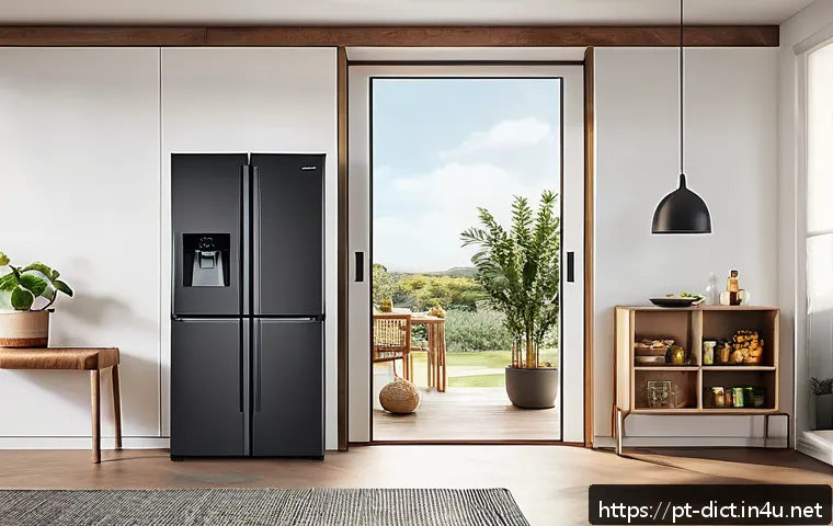 기술 발전과 용어집 - A modern Brazilian home interior showcasing the Internet of Things (IoT) in action: smart appliances...